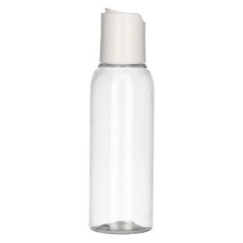 100 ml bottle Basic Round PET transparent 24.410 + Disc-top PP white 24.410