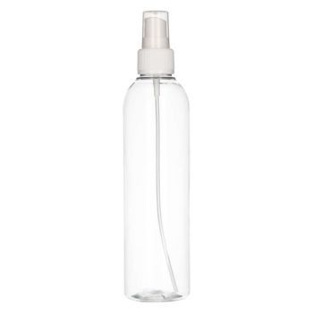 250 ml bottle Basic Round PET transparent 24.410 + Spraypump PP white